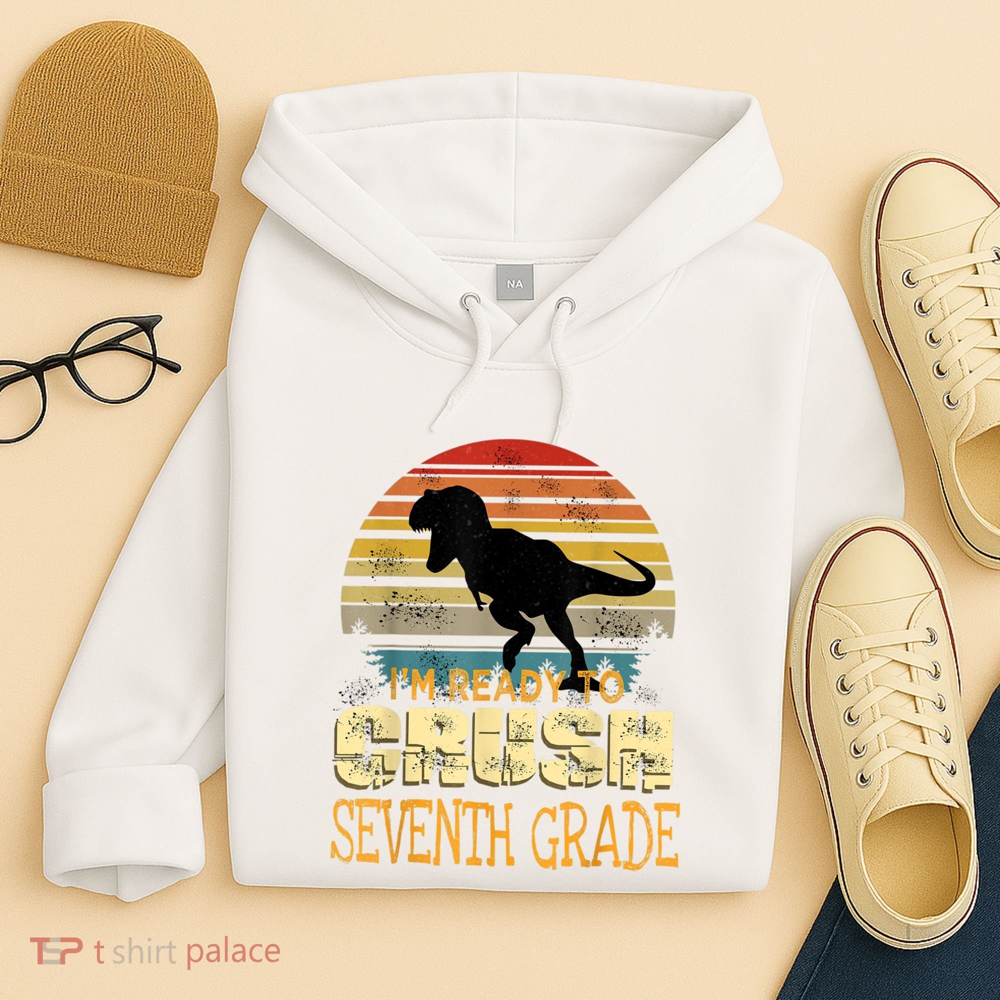 Ready Crush Seventh 7th Grade Dinosaur Back To School Boy Hoodie