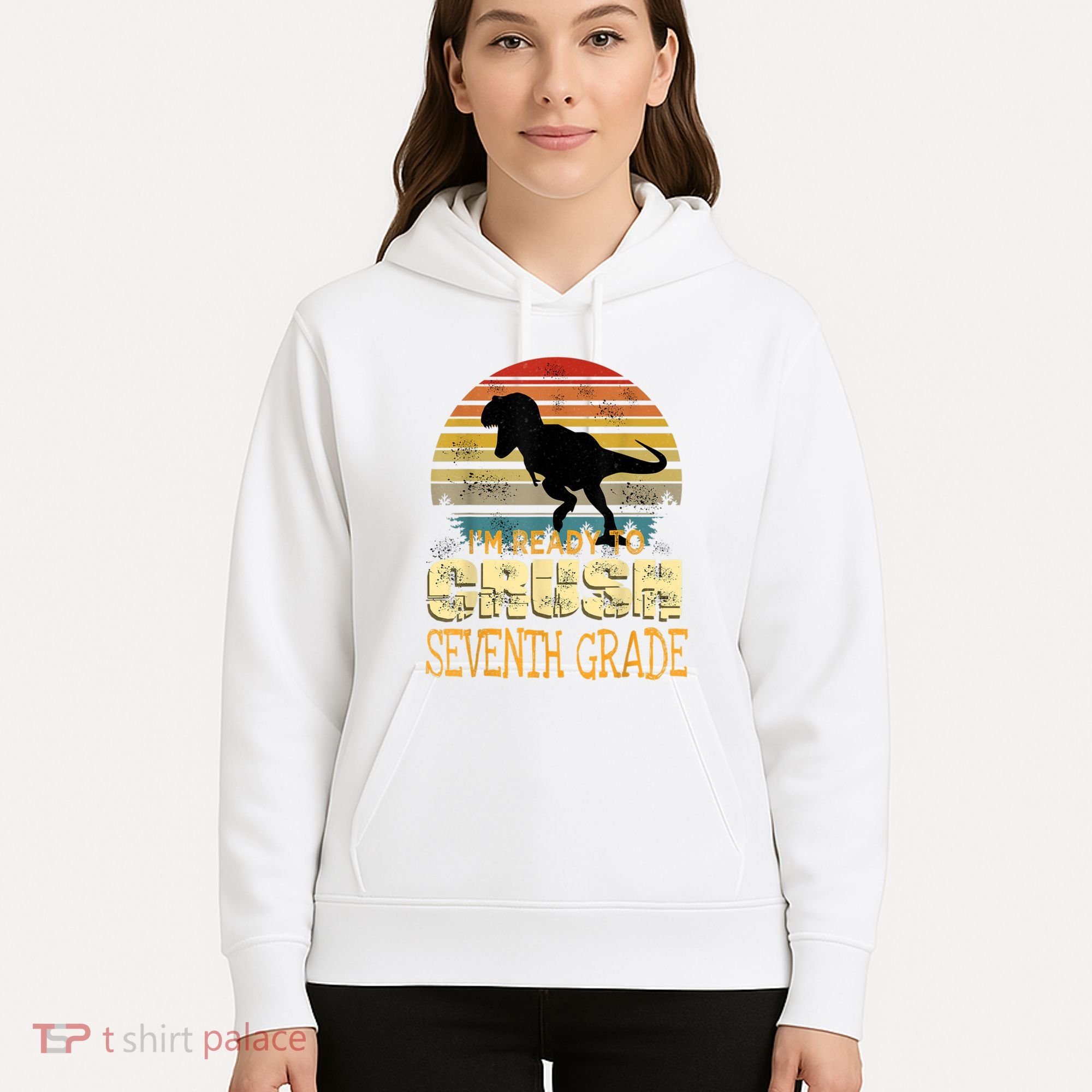 Ready Crush Seventh 7th Grade Dinosaur Back To School Boy Hoodie