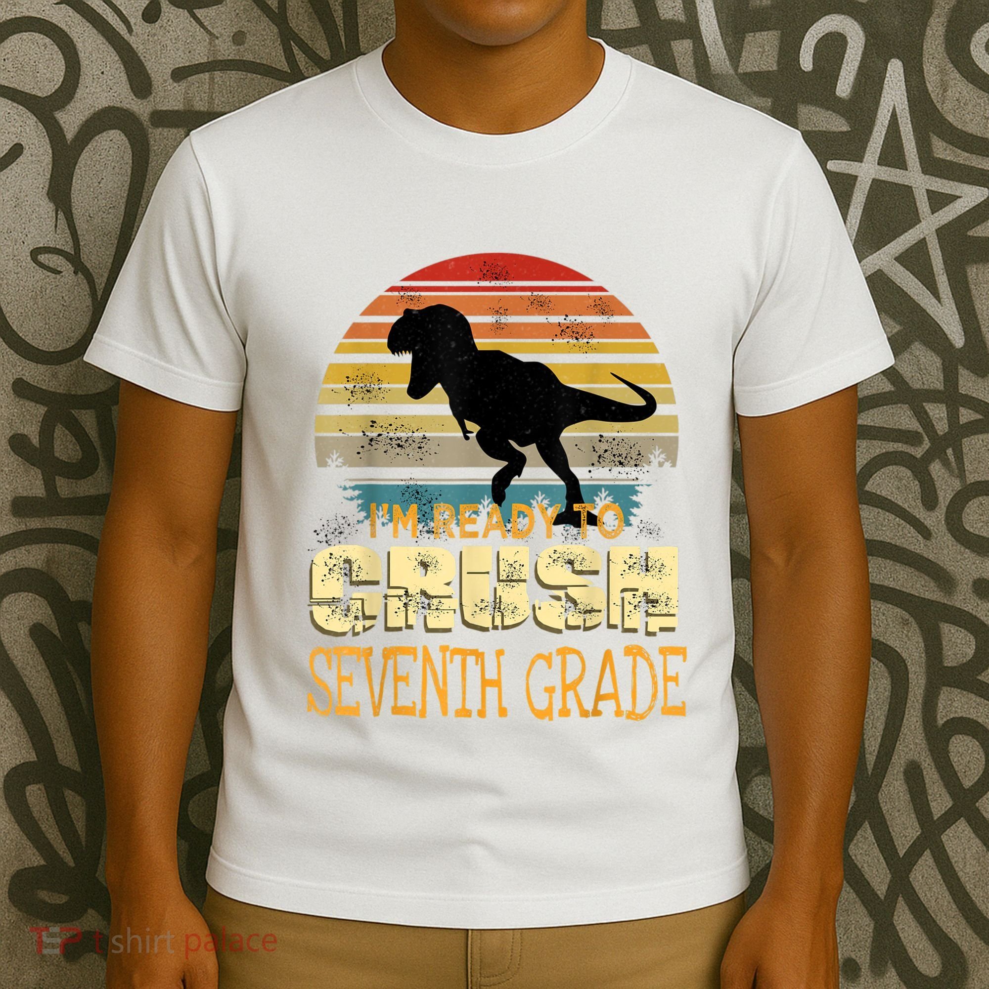 Ready Crush Seventh 7th Grade Dinosaur Back To School Boy T-Shirt