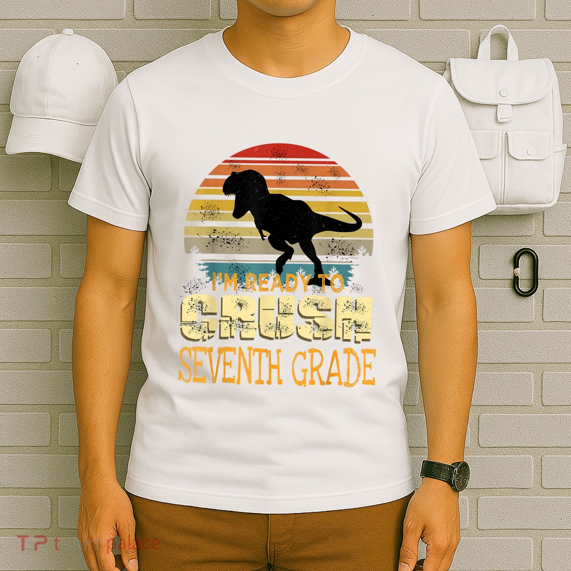 Ready Crush Seventh 7th Grade Dinosaur Back To School Boy T-Shirt