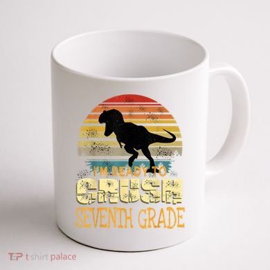 Ready Crush Seventh 7th Grade Dinosaur Back To School Boy Coffee Mug back