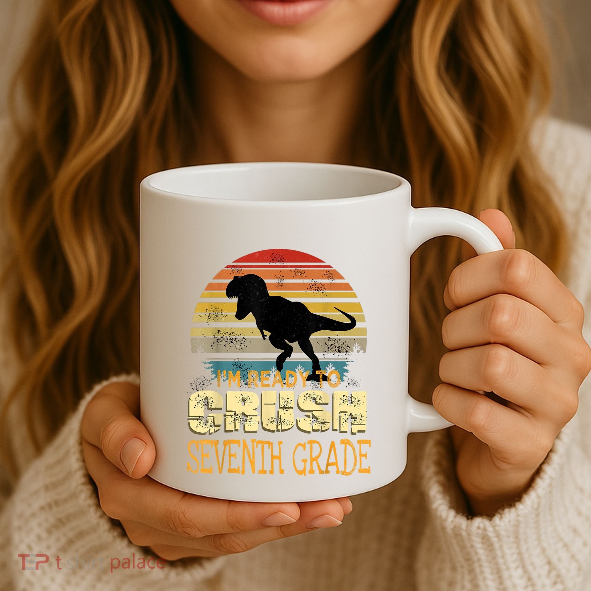 Ready Crush Seventh 7th Grade Dinosaur Back To School Boy Coffee Mug