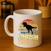 Ready Crush Seventh 7th Grade Dinosaur Back To School Boy Coffee Mug thumb 4