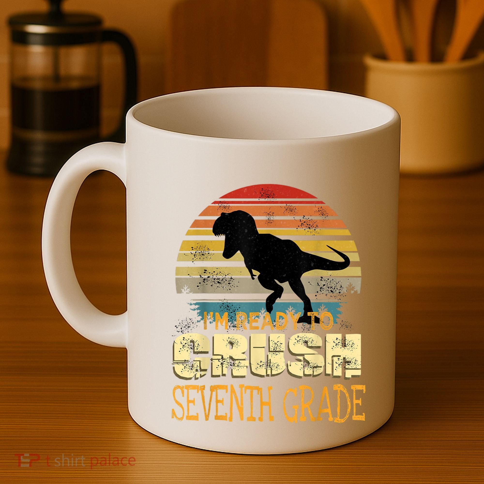 Ready Crush Seventh 7th Grade Dinosaur Back To School Boy Coffee Mug