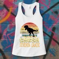 Ready Crush Seventh 7th Grade Dinosaur Back To School Boy Women's Tank Top thumb 3