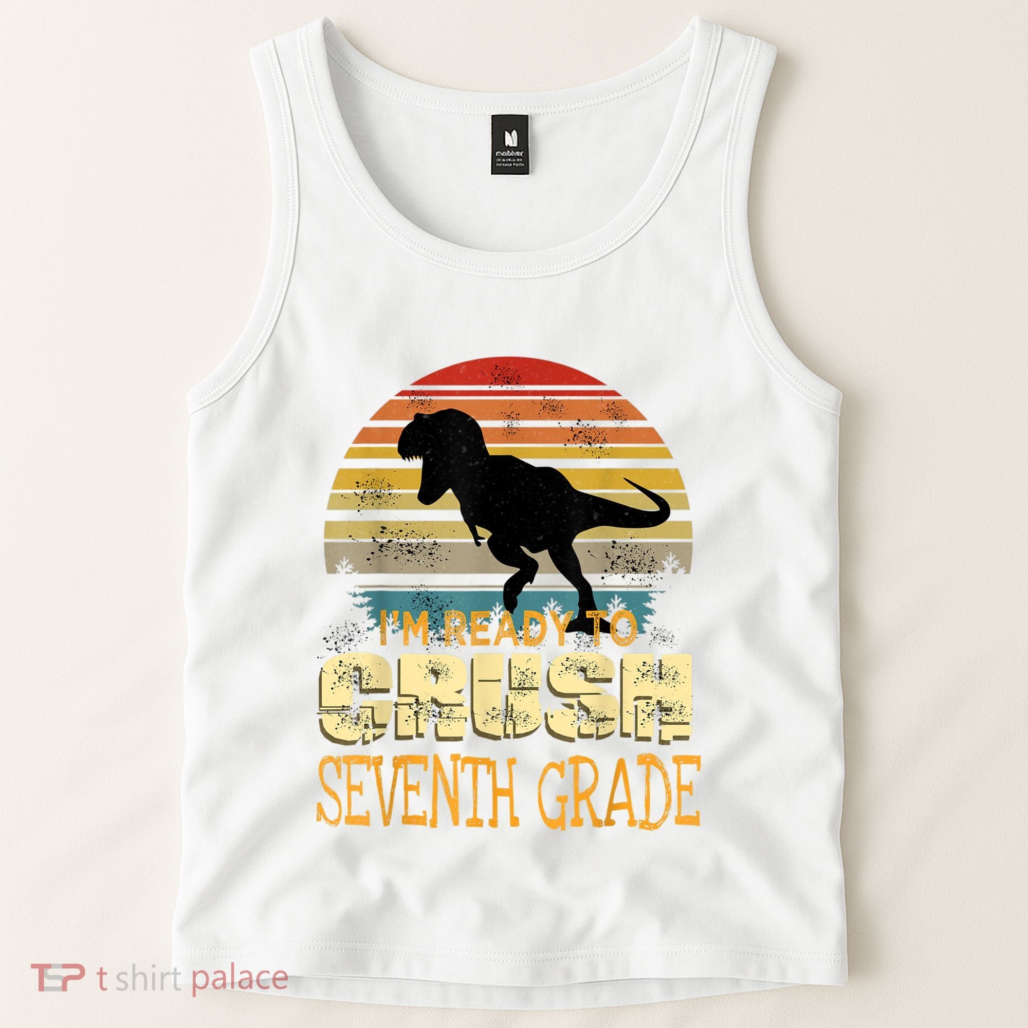 Ready Crush Seventh 7th Grade Dinosaur Back To School Boy Tank Top