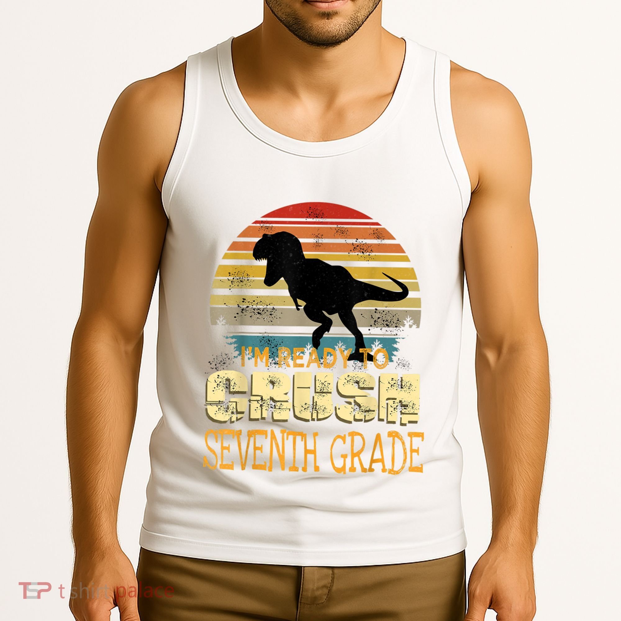 Ready Crush Seventh 7th Grade Dinosaur Back To School Boy Tank Top