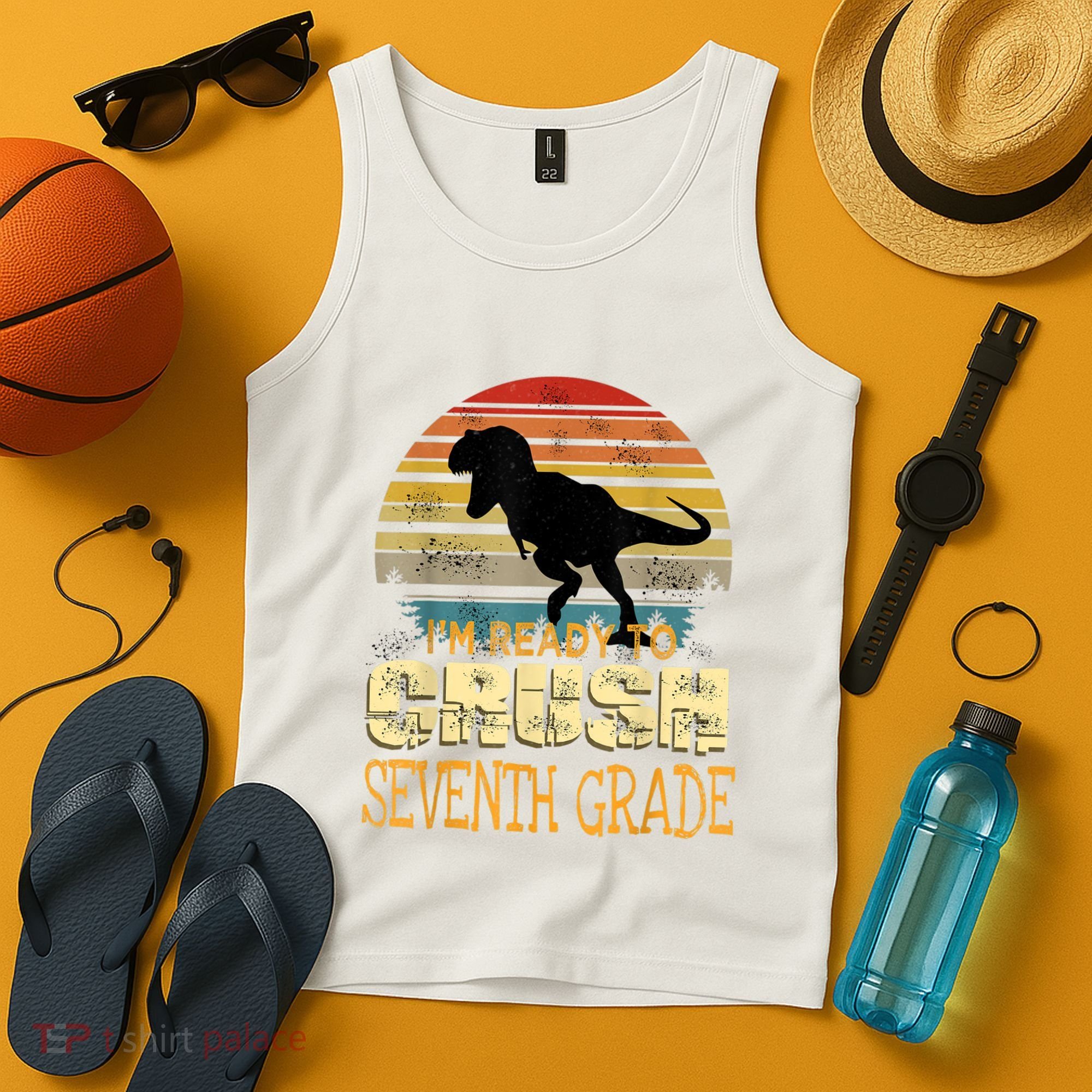 Ready Crush Seventh 7th Grade Dinosaur Back To School Boy Tank Top