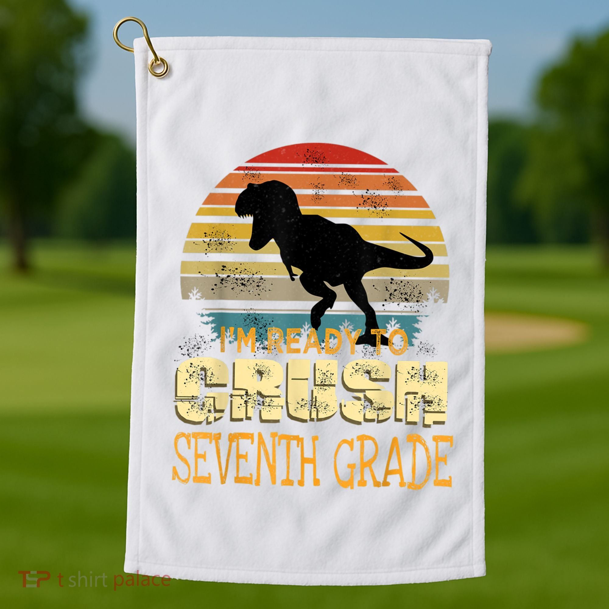 Ready Crush Seventh 7th Grade Dinosaur Back To School Boy Golf Towel