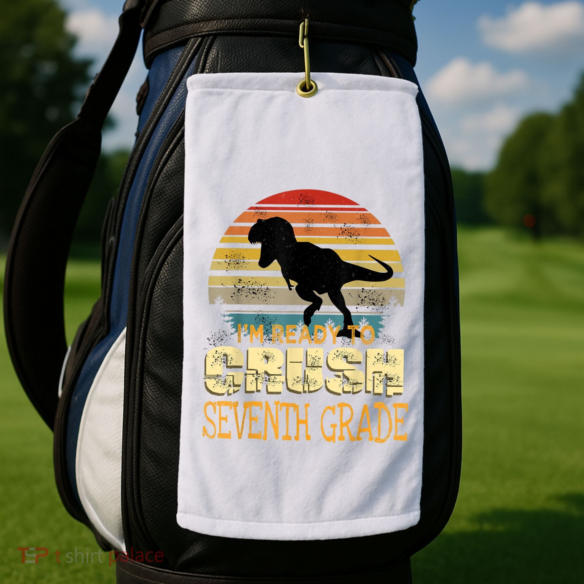 Ready Crush Seventh 7th Grade Dinosaur Back To School Boy Golf Towel