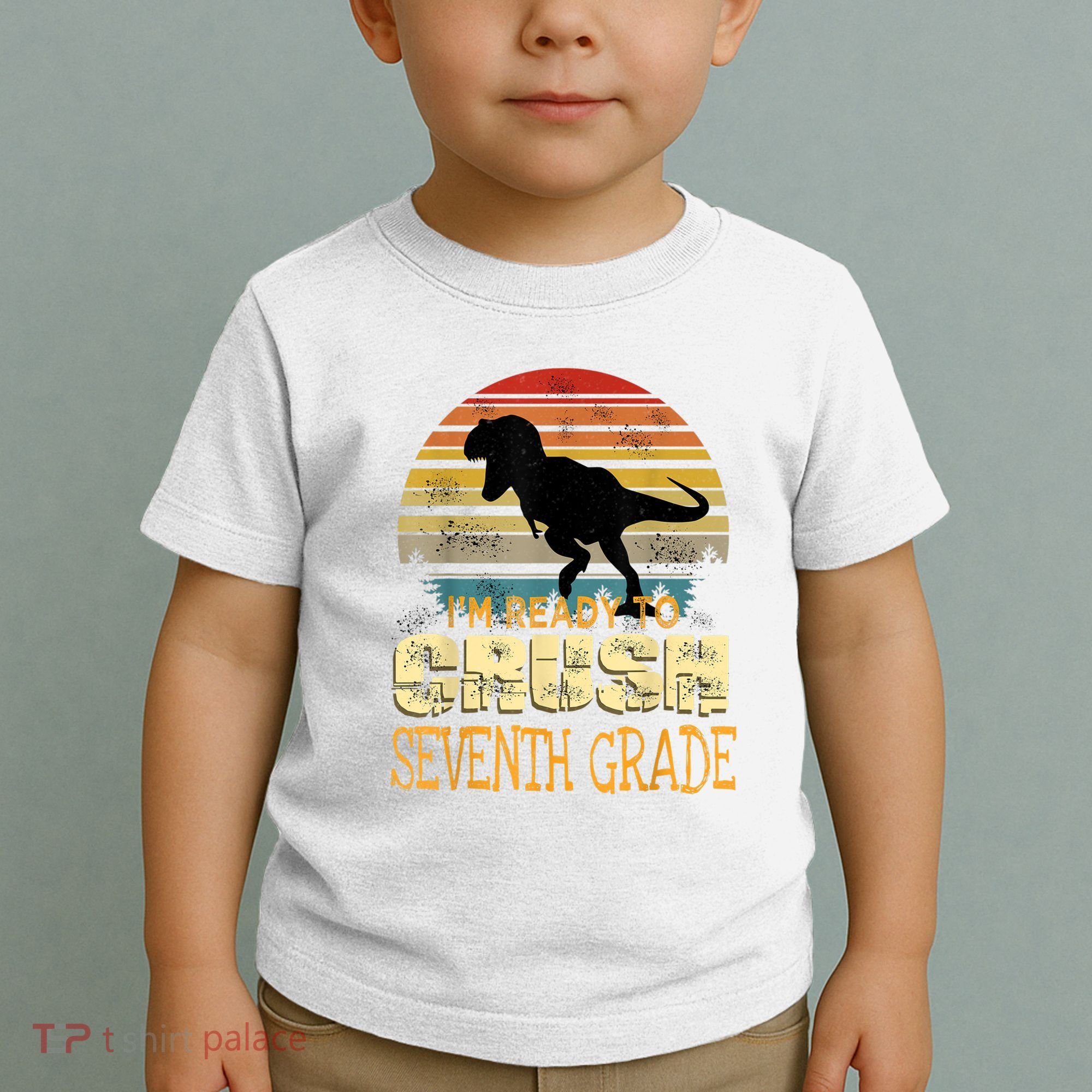 Ready Crush Seventh 7th Grade Dinosaur Back To School Boy Toddler T-Shirt