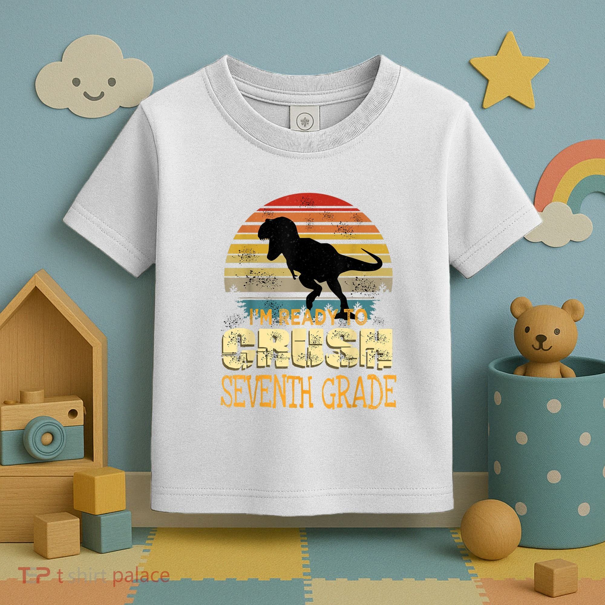 Ready Crush Seventh 7th Grade Dinosaur Back To School Boy Toddler T-Shirt