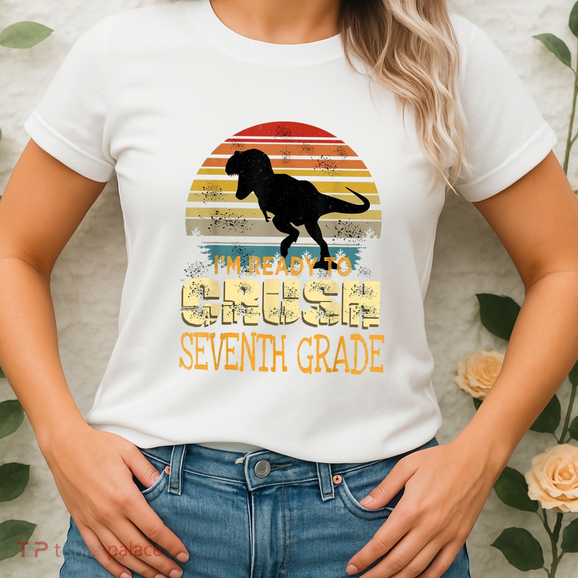 Ready Crush Seventh 7th Grade Dinosaur Back To School Boy Women's T-Shirt