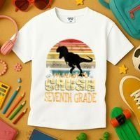 Ready Crush Seventh 7th Grade Dinosaur Back To School Boy Kids T-Shirt thumb 3