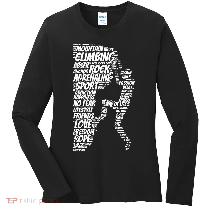 Rock Climbing Shape Typography Women's Long Sleeve Shirt