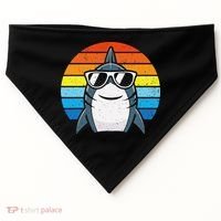 Retro Cool Shark With Sunglasses Funny Shark USA-Made Doggie Bandana thumb 0
