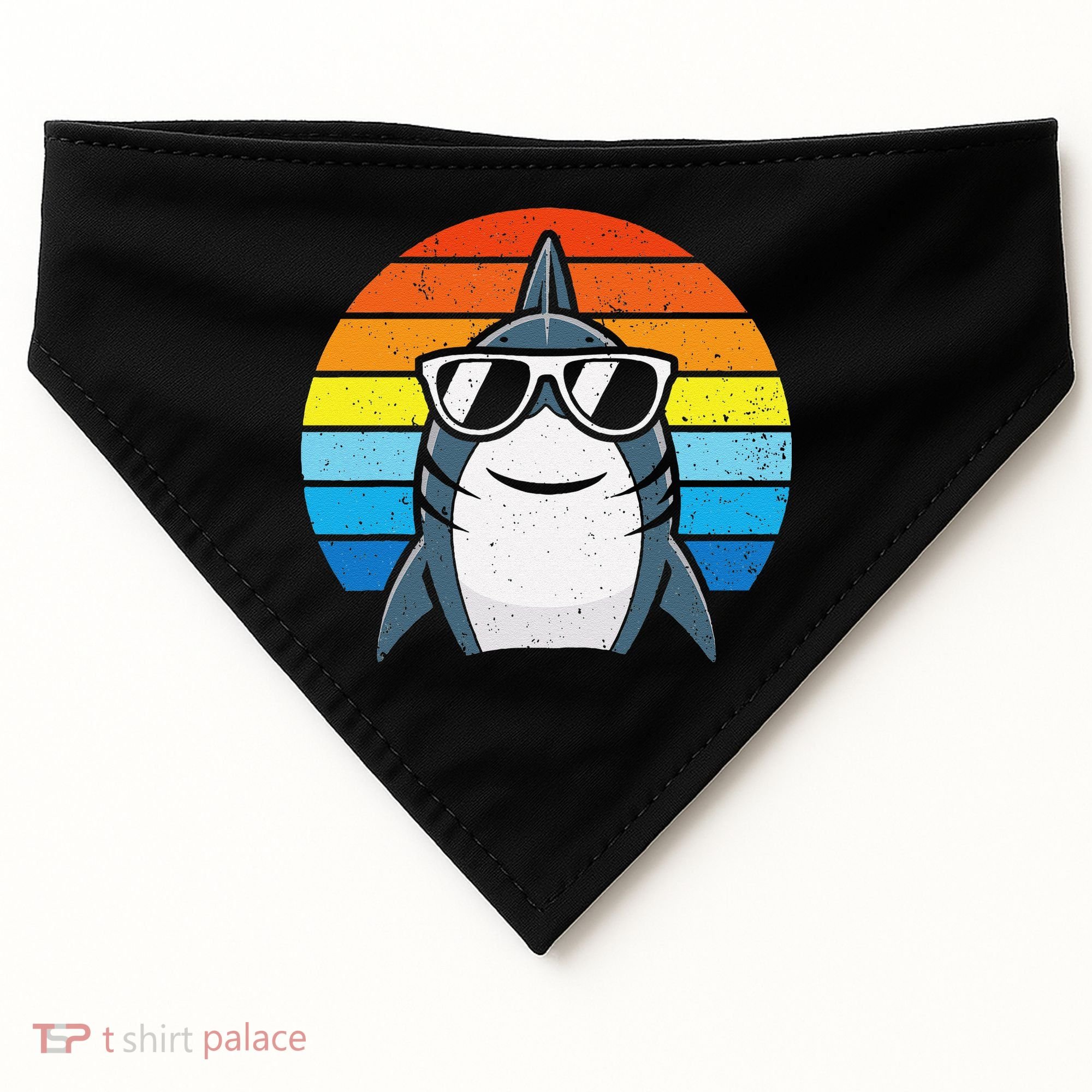 Retro Cool Shark With Sunglasses Funny Shark USA-Made Doggie Bandana
