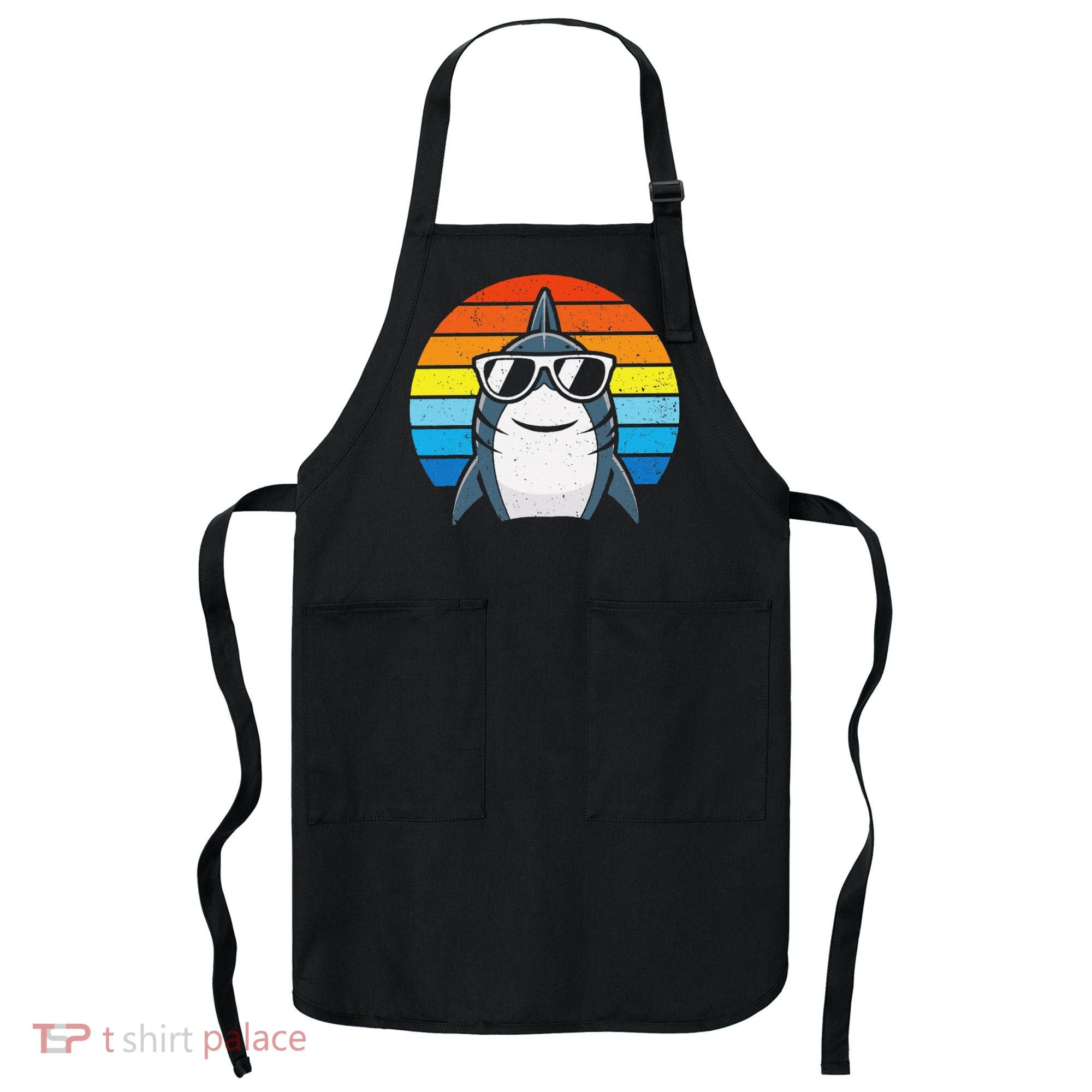 Retro Cool Shark With Sunglasses Funny Shark Apron