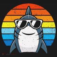 Retro Cool Shark With Sunglasses Funny Shark Bucket Hat thumb 4