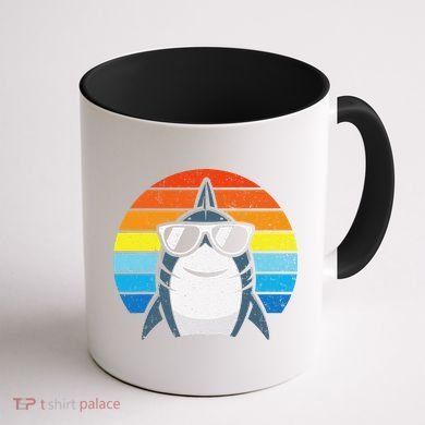 Retro Cool Shark With Sunglasses Funny Shark Coffee Mug back
