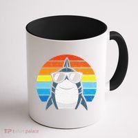 Retro Cool Shark With Sunglasses Funny Shark Coffee Mug thumb 1