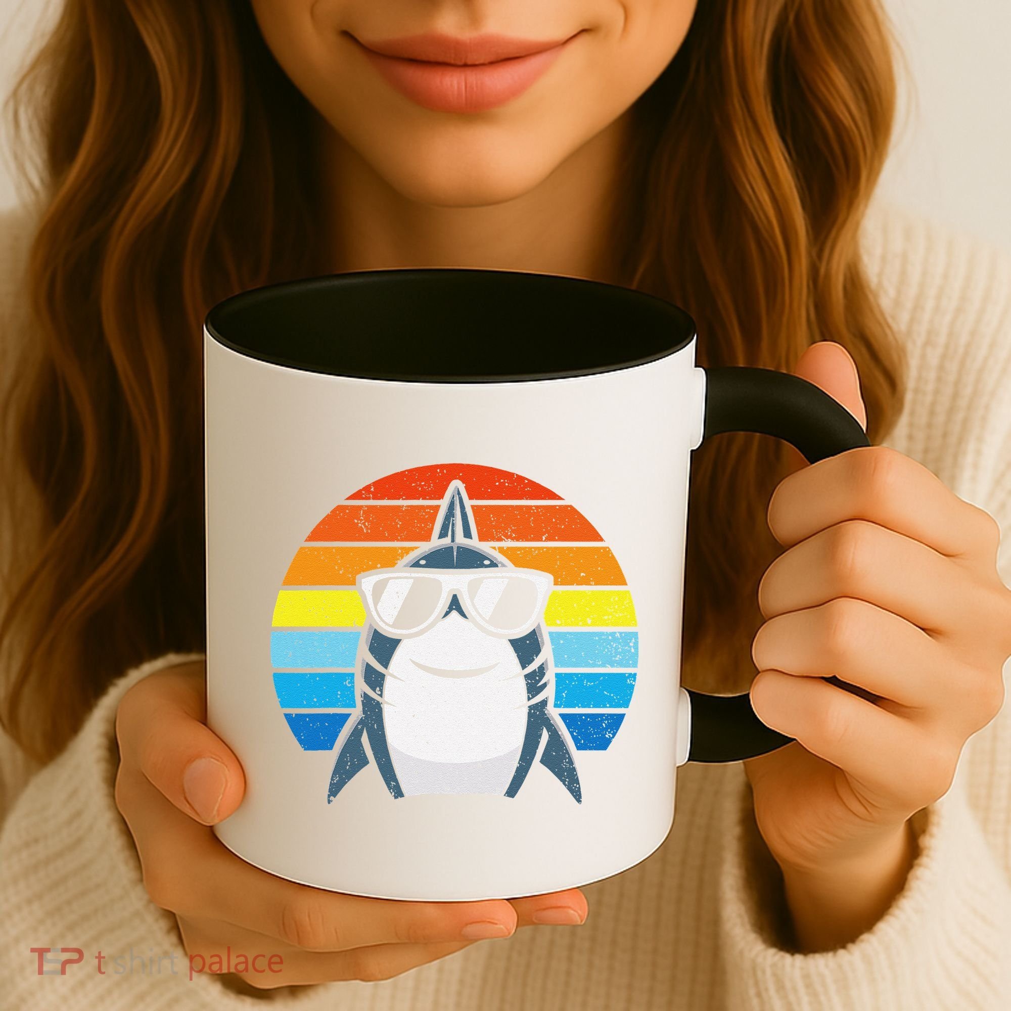 Retro Cool Shark With Sunglasses Funny Shark Coffee Mug