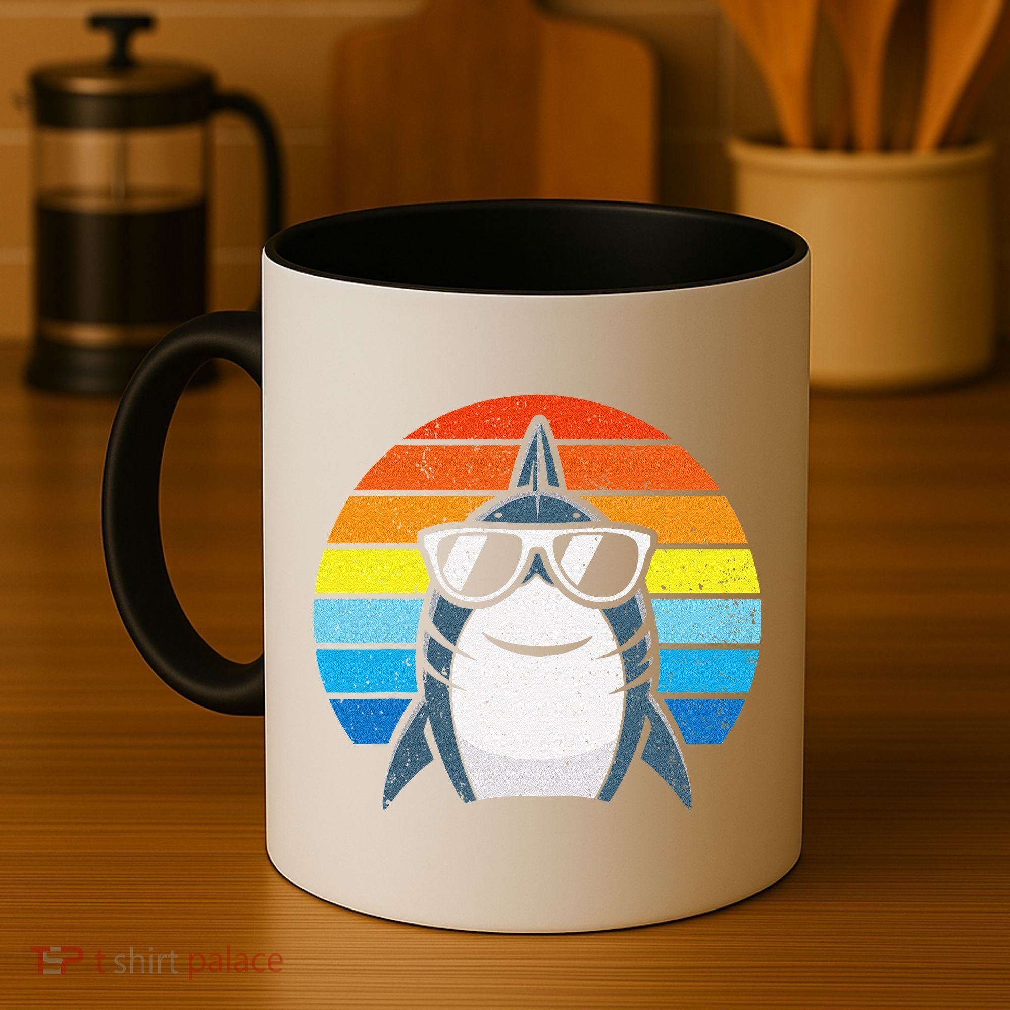 Retro Cool Shark With Sunglasses Funny Shark Coffee Mug