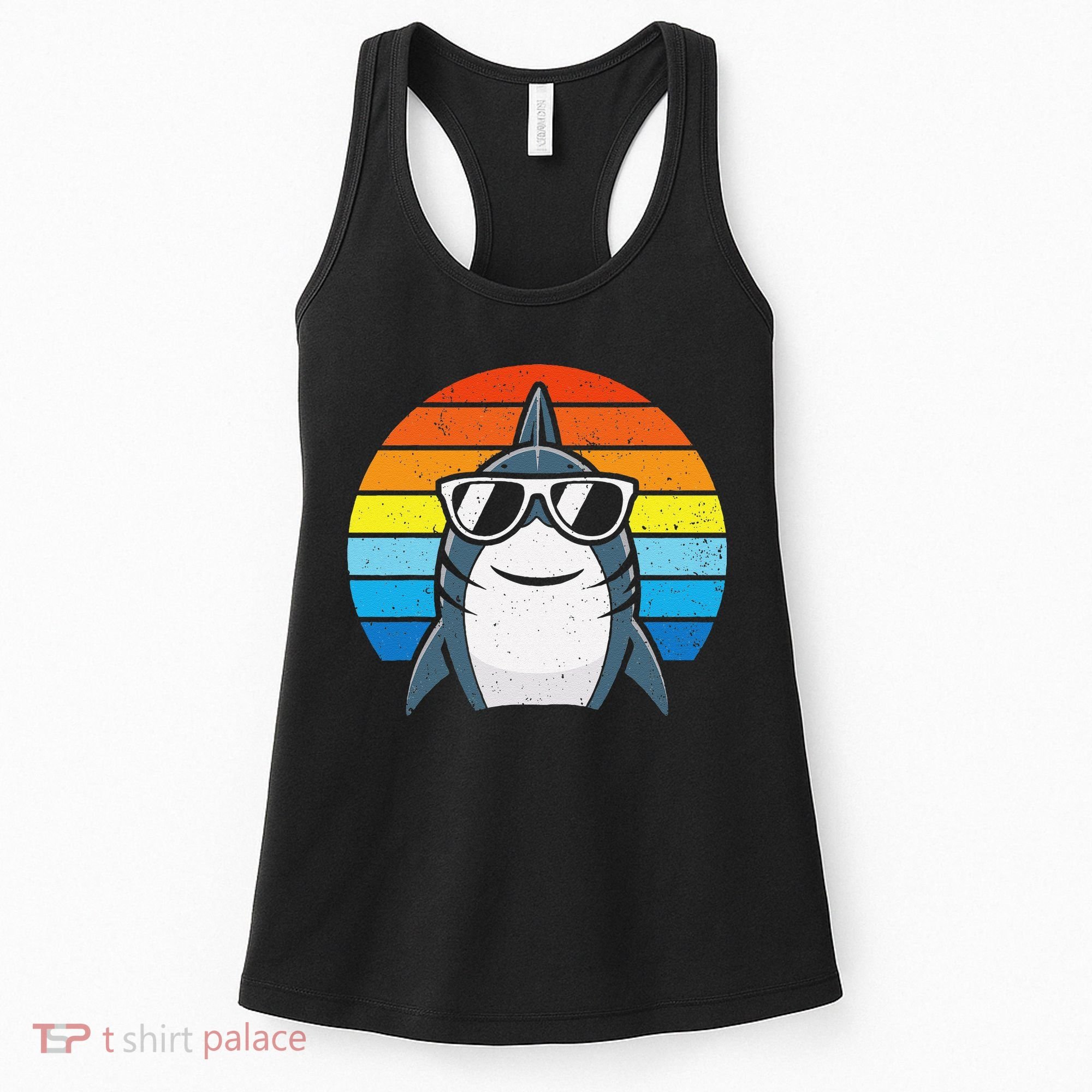 Retro Cool Shark With Sunglasses Funny Shark Women's Tank Top