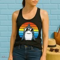 Retro Cool Shark With Sunglasses Funny Shark Women's Tank Top thumb 2