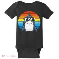 Retro Cool Shark With Sunglasses Funny Shark Baby Bodysuit thumb 0