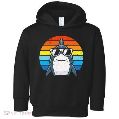 Retro Cool Shark With Sunglasses Funny Shark Toddler Hoodie