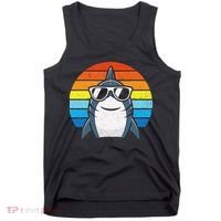 Retro Cool Shark With Sunglasses Funny Shark Tank Top thumb 0