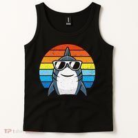 Retro Cool Shark With Sunglasses Funny Shark Tank Top thumb 2
