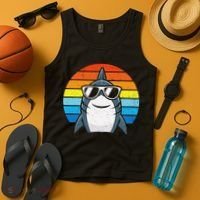Retro Cool Shark With Sunglasses Funny Shark Tank Top thumb 4