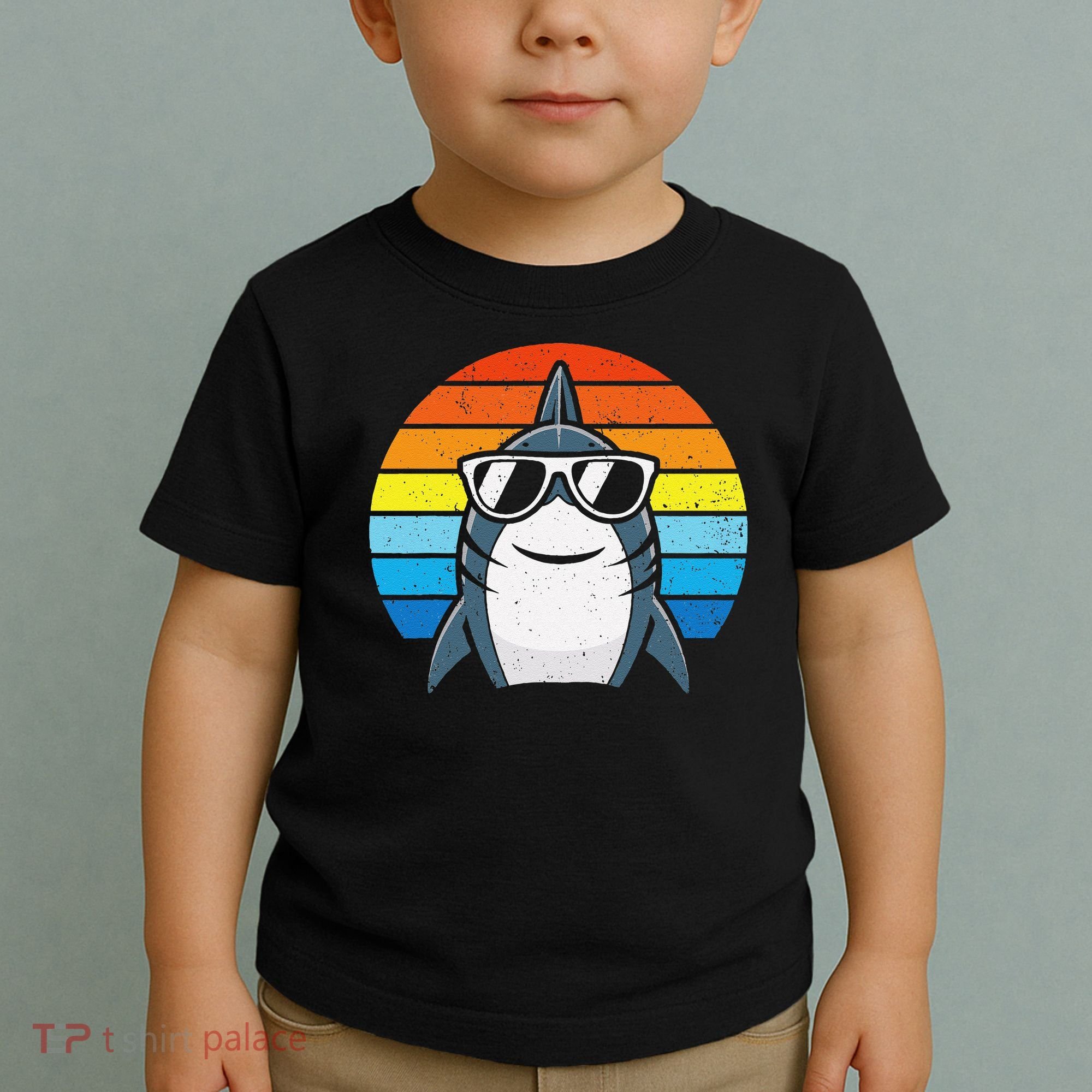 Retro Cool Shark With Sunglasses Funny Shark Toddler T-Shirt