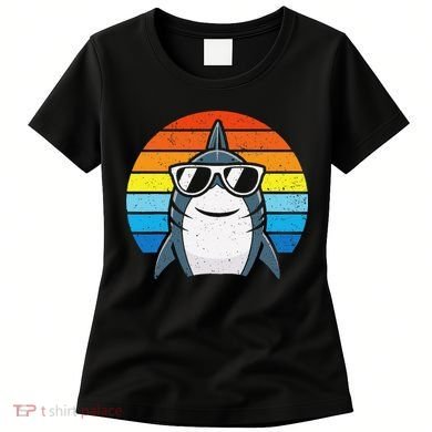 Retro Cool Shark With Sunglasses Funny Shark Women's T-Shirt