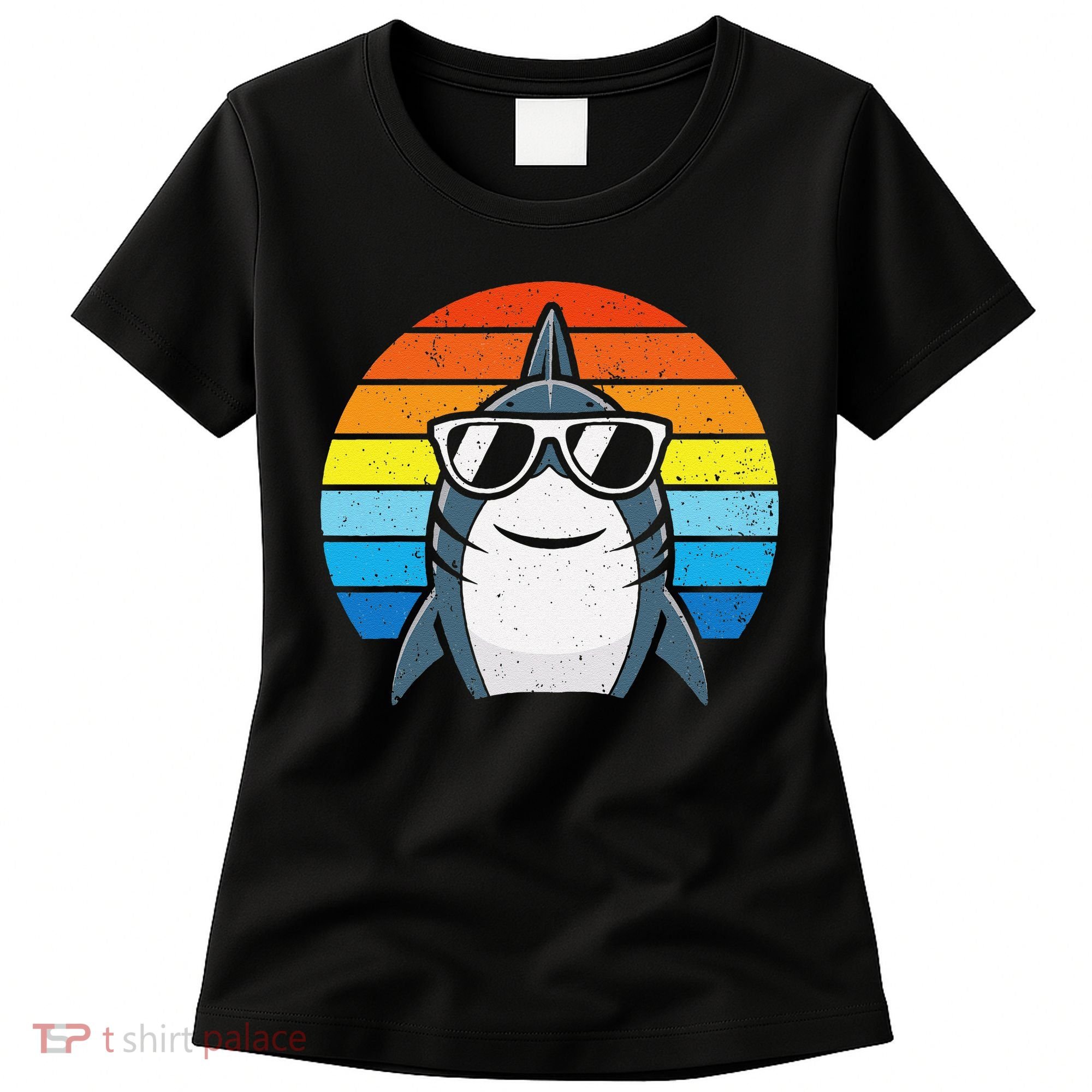 Retro Cool Shark With Sunglasses Funny Shark Women's T-Shirt