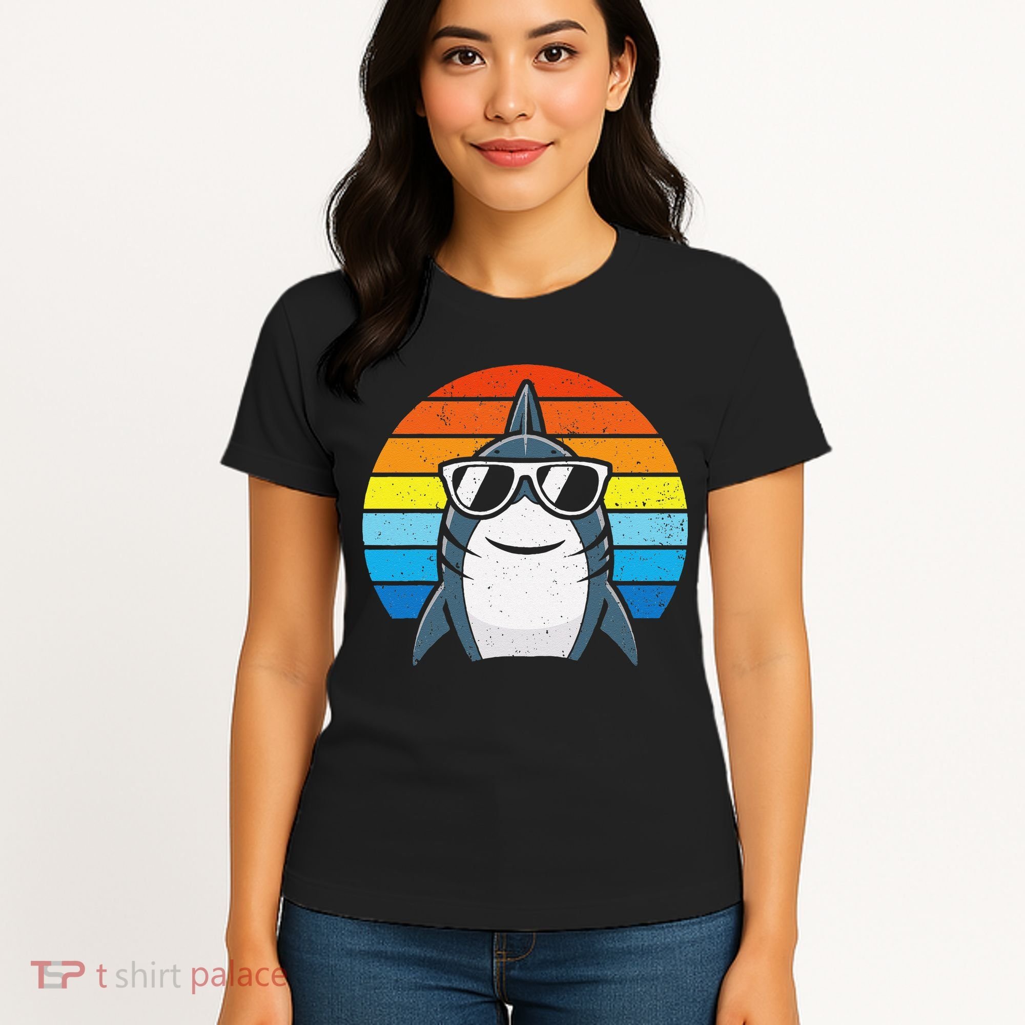 Retro Cool Shark With Sunglasses Funny Shark Women's T-Shirt