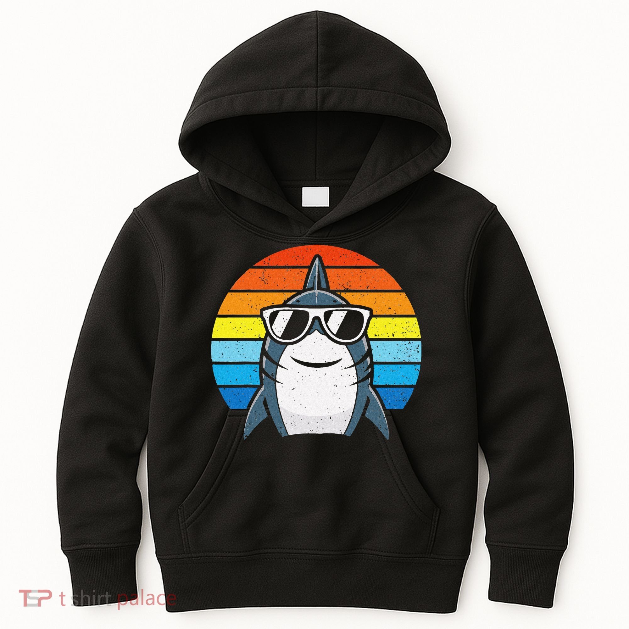 Retro Cool Shark With Sunglasses Funny Shark Kids Hoodie