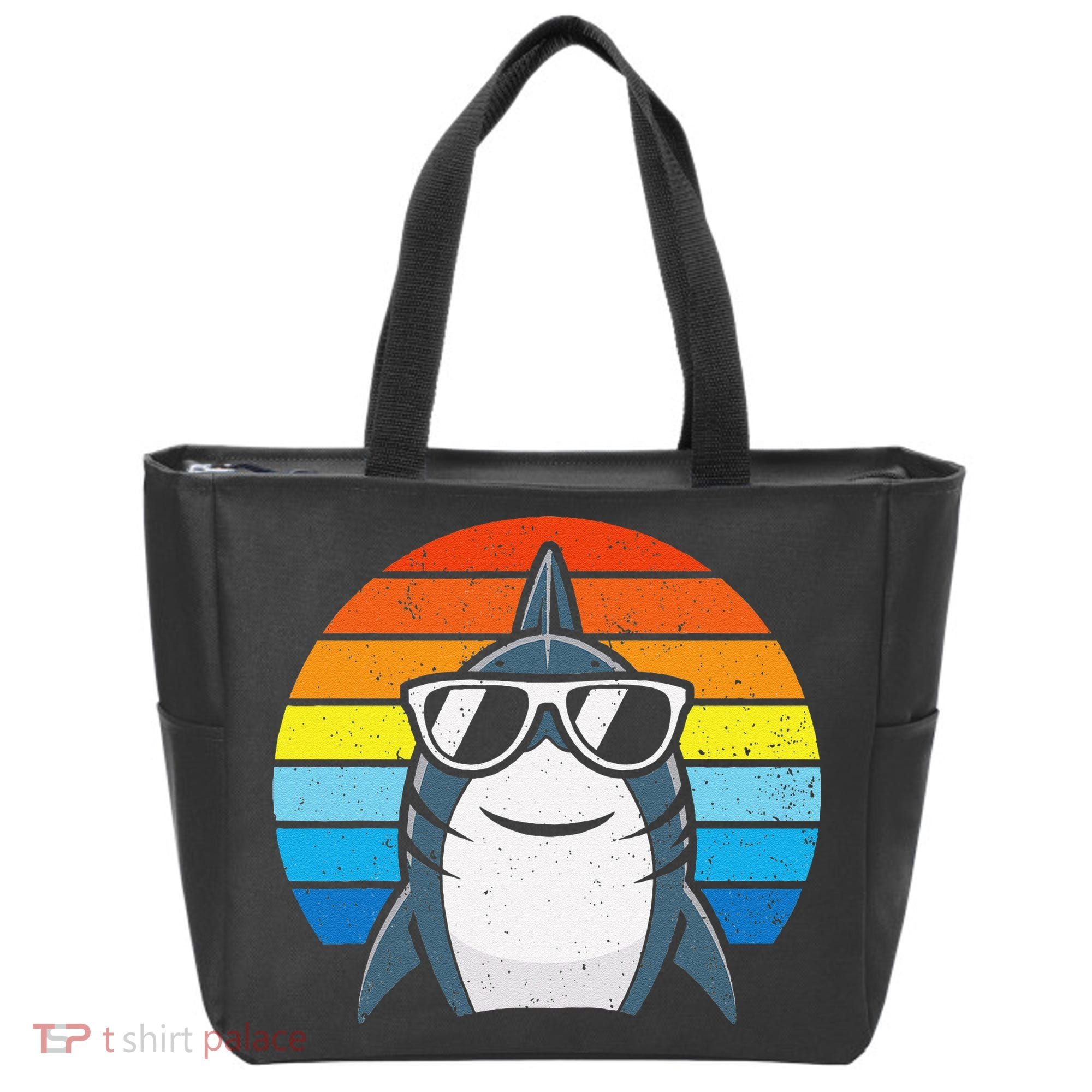 Retro Cool Shark With Sunglasses Funny Shark Tote Bag
