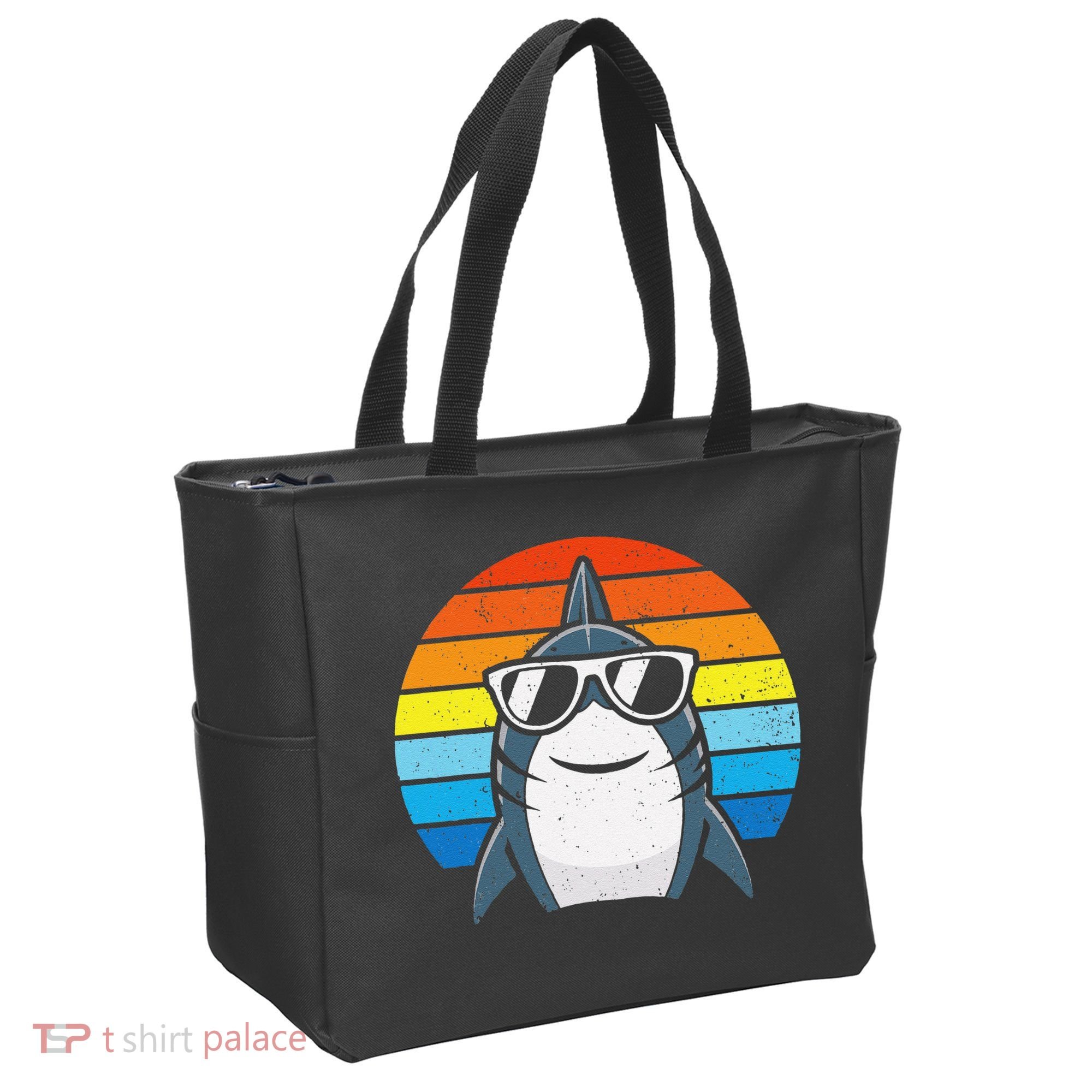 Retro Cool Shark With Sunglasses Funny Shark Tote Bag