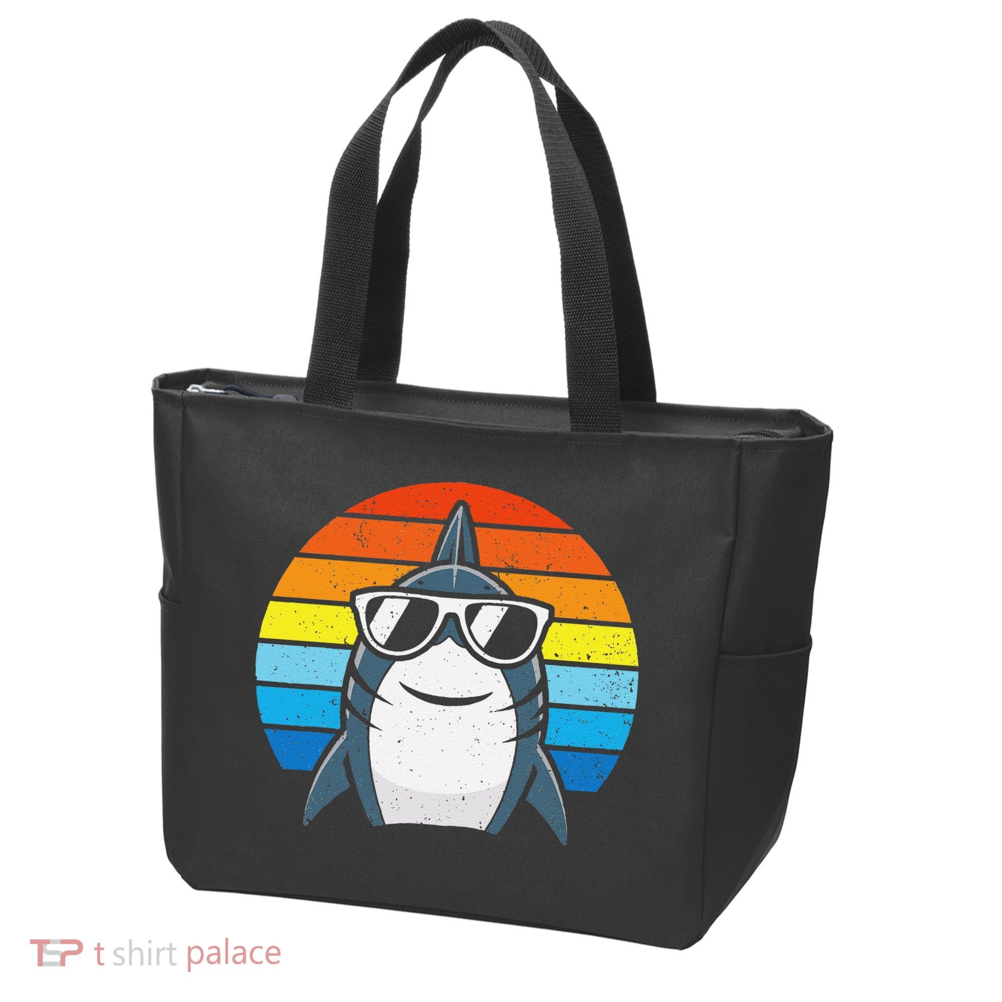 Retro Cool Shark With Sunglasses Funny Shark Tote Bag