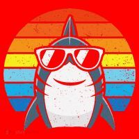 Retro Cool Shark With Sunglasses Funny Shark Santa Hat thumb 1