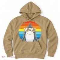 Retro Cool Shark With Sunglasses Funny Shark Hoodie thumb 0