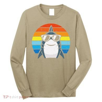 Retro Cool Shark With Sunglasses Funny Shark Long Sleeve Shirt