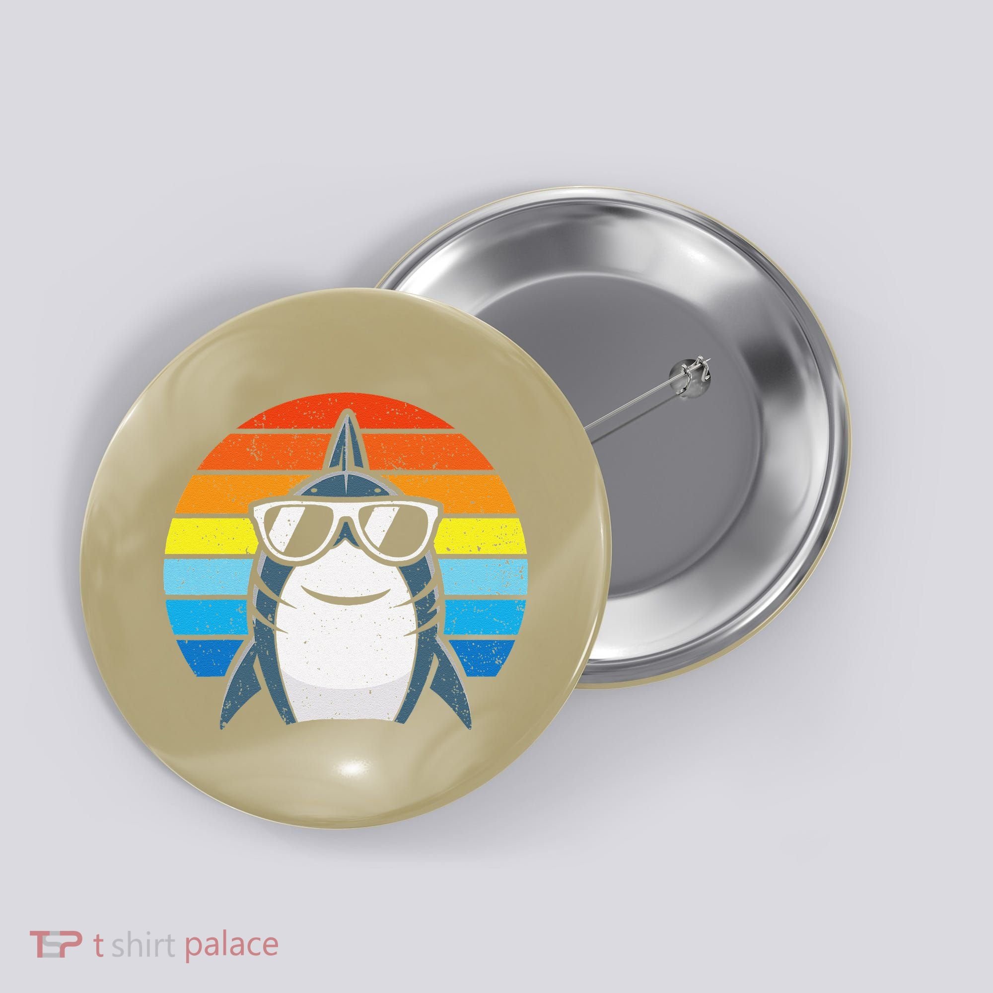 Retro Cool Shark With Sunglasses Funny Shark Button
