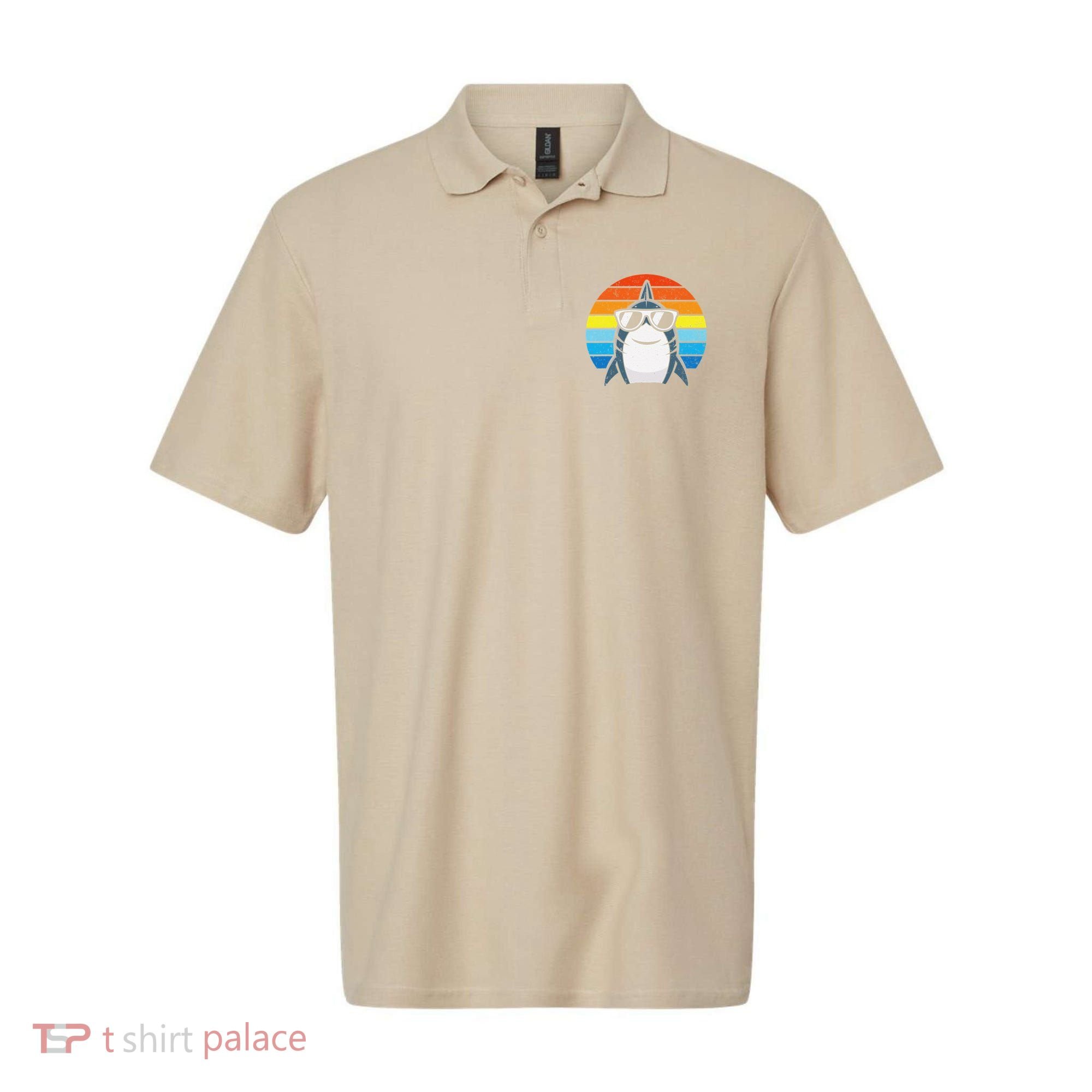 Retro Cool Shark With Sunglasses Funny Shark Polo