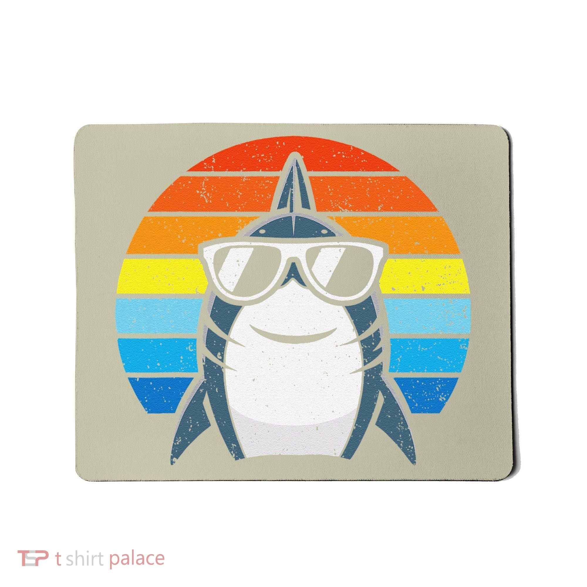 Retro Cool Shark With Sunglasses Funny Shark Mousepad