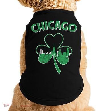 Retro Chicago St Patricks Day Shamrock Gift Doggie Tank