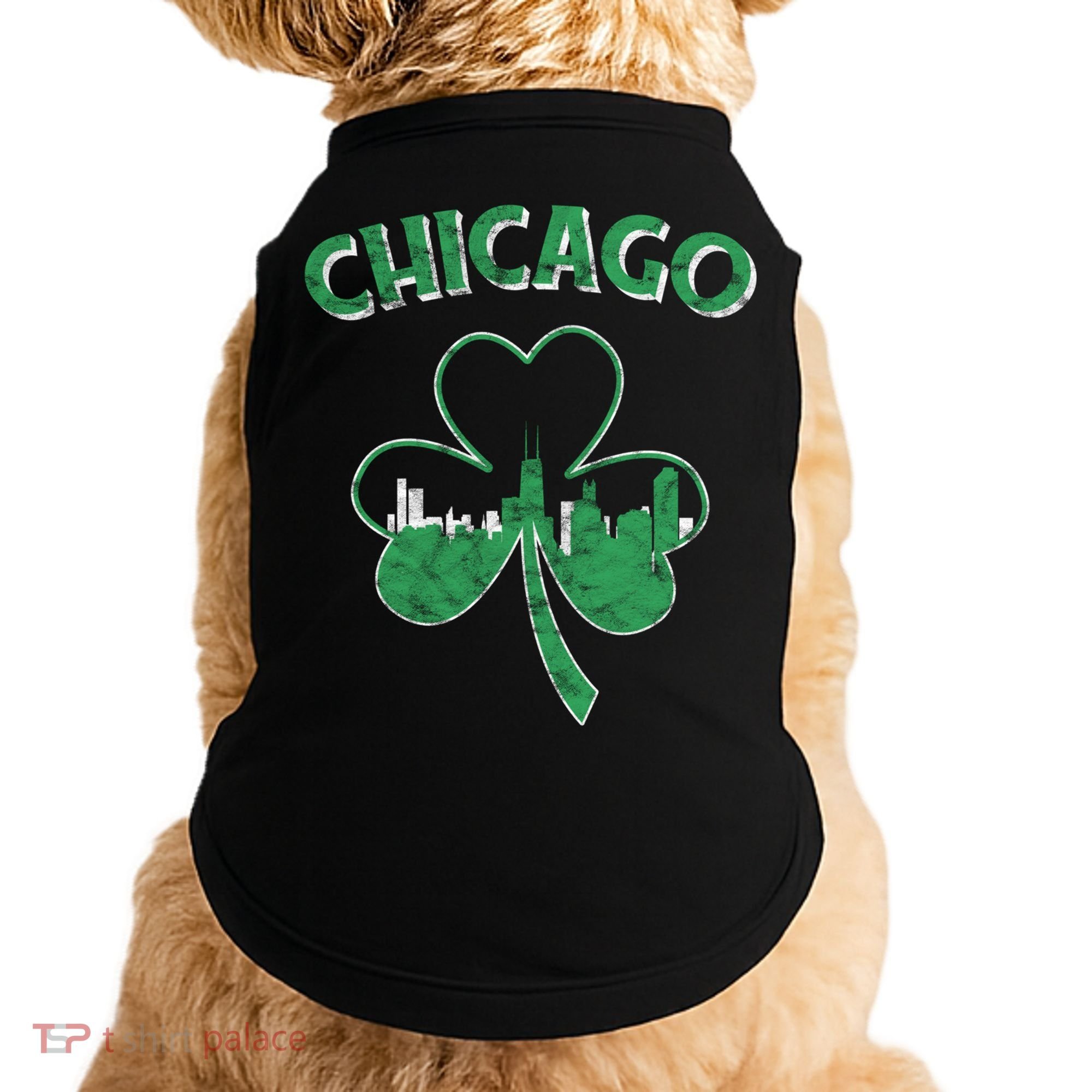 Retro Chicago St Patricks Day Shamrock Gift Doggie Tank